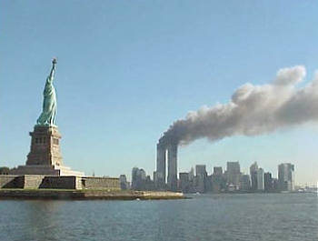 World Trade Center on fire